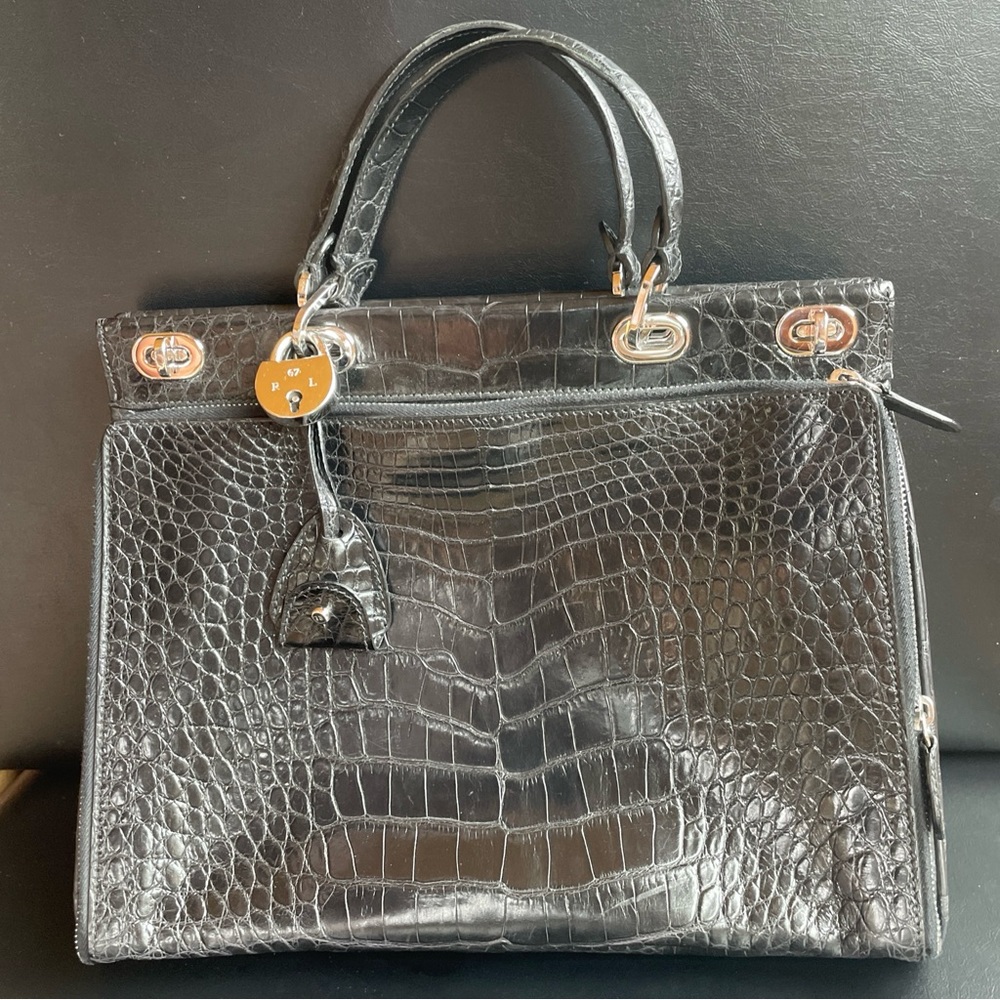 Ralph Lauren Purple Label top handle Genuine 🐊 alligator handbag